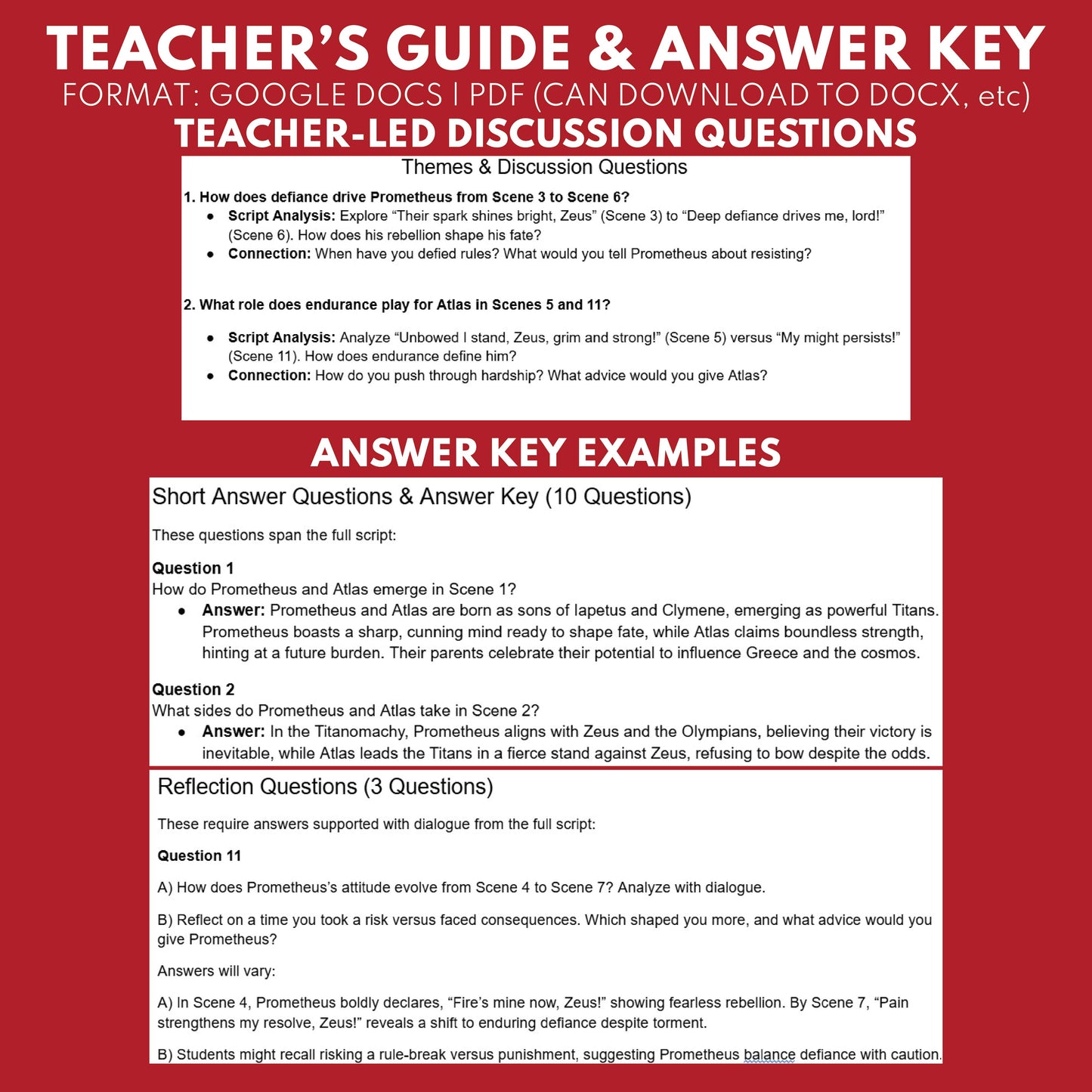 Prometheus & Atlas Reader's Theater Script | Titan Gods | Greek Mythology - ["Grades 6-8","Grades 9-12","Greek Mythology","Greek Mythology for Google Classroom","Titan Gods"]
