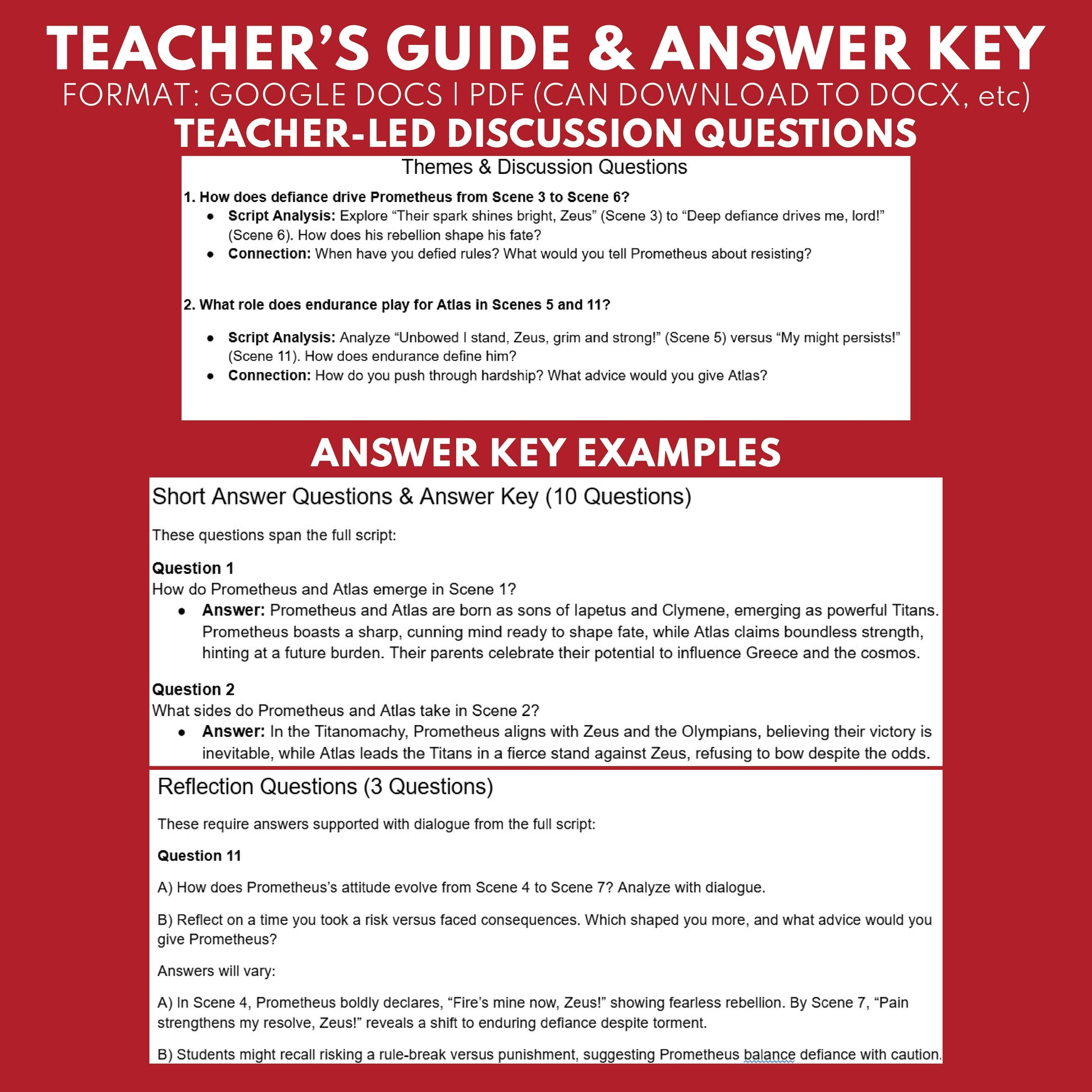 Prometheus & Atlas Reader's Theater Script | Titan Gods | Greek Mythology - ["Grades 6-8","Grades 9-12","Greek Mythology","Greek Mythology for Google Classroom","Titan Gods"]
