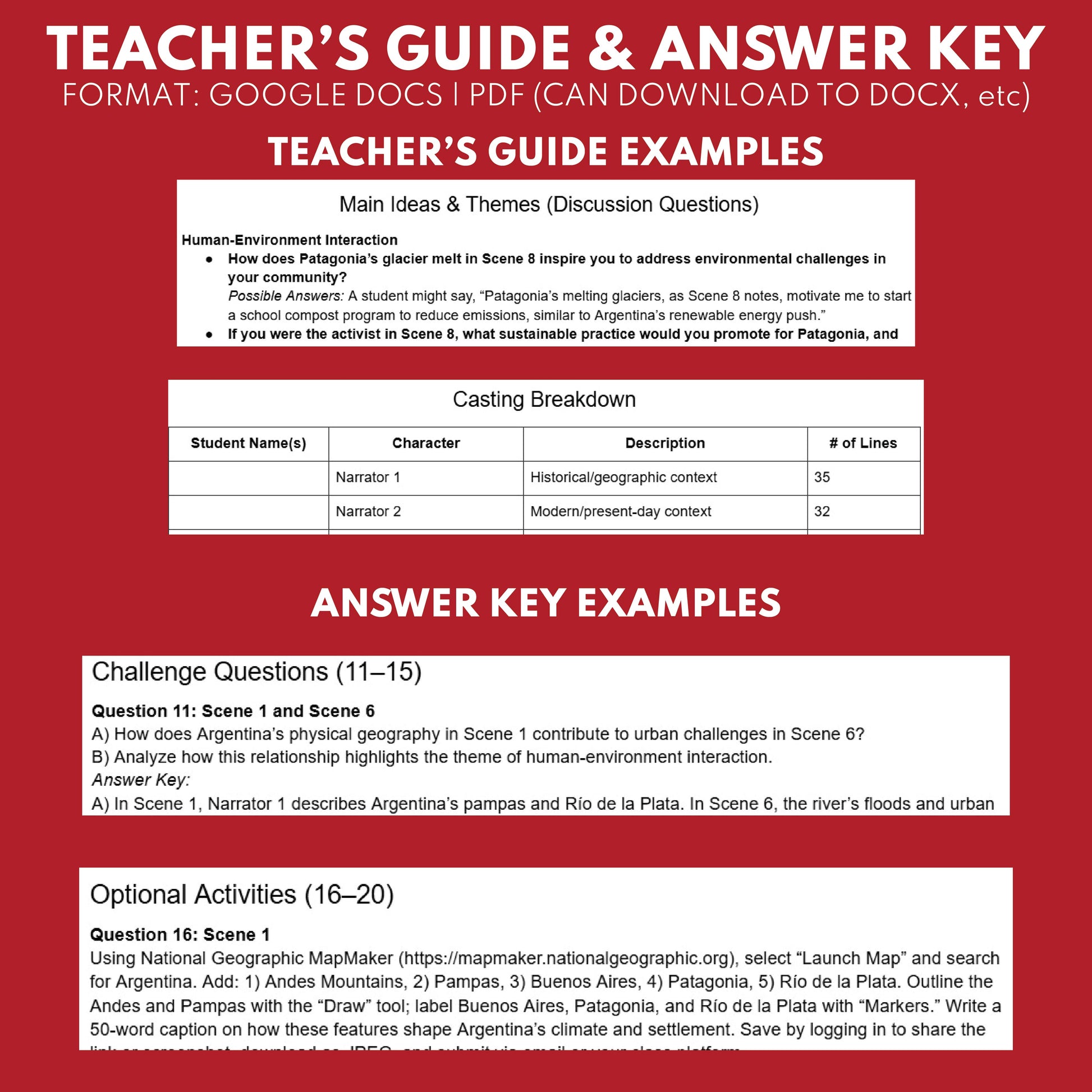 Argentina Readers Theater Script | Geography & Social Studies Class - ["Geography","Grades 6-8","Grades 9-12","Self-Graded Quiz"]