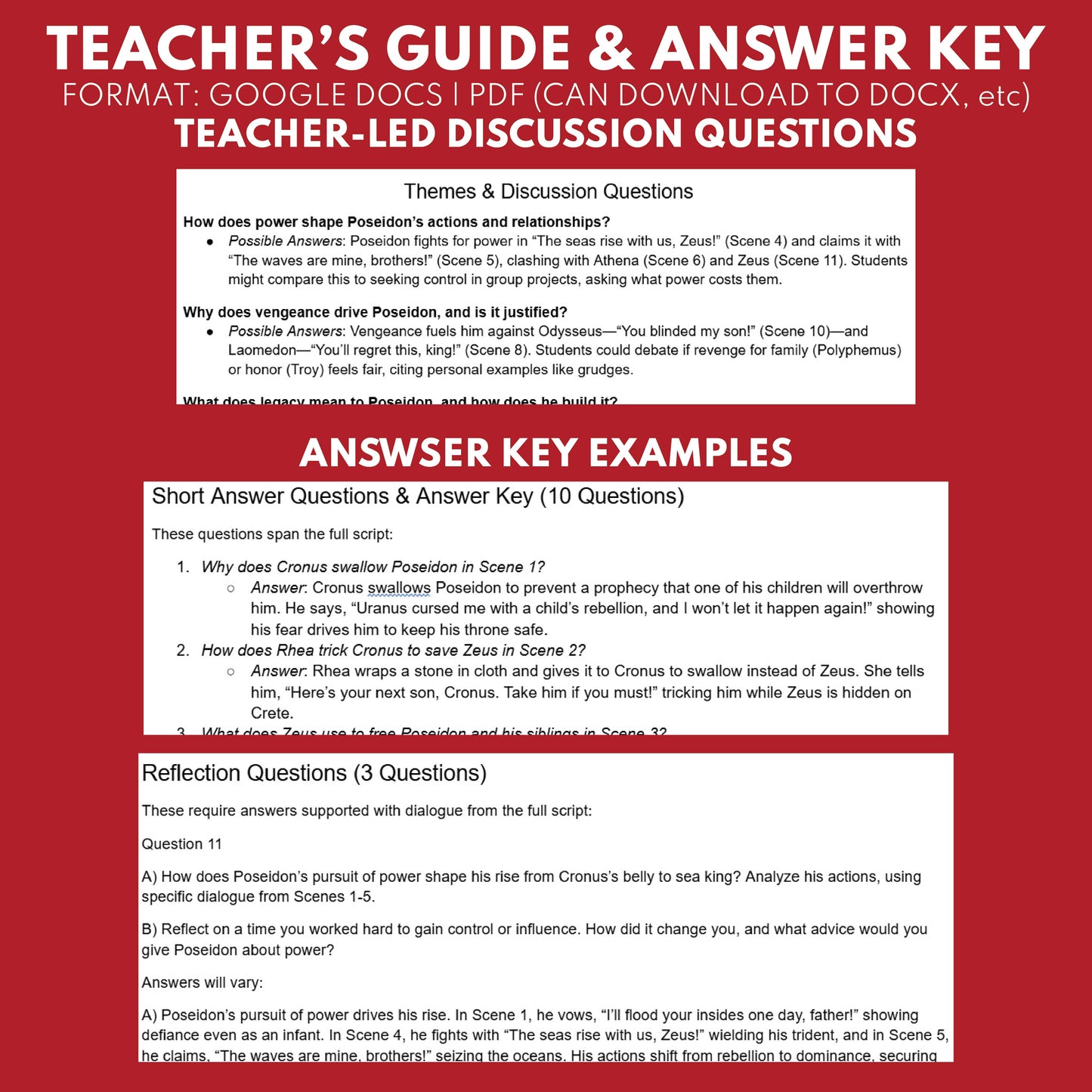 Poseidon Reader's Theater Script | The Olympians | Greek Mythology - ["Grades 6-8","Grades 9-12","Greek Mythology","Greek Mythology for Google Classroom"]