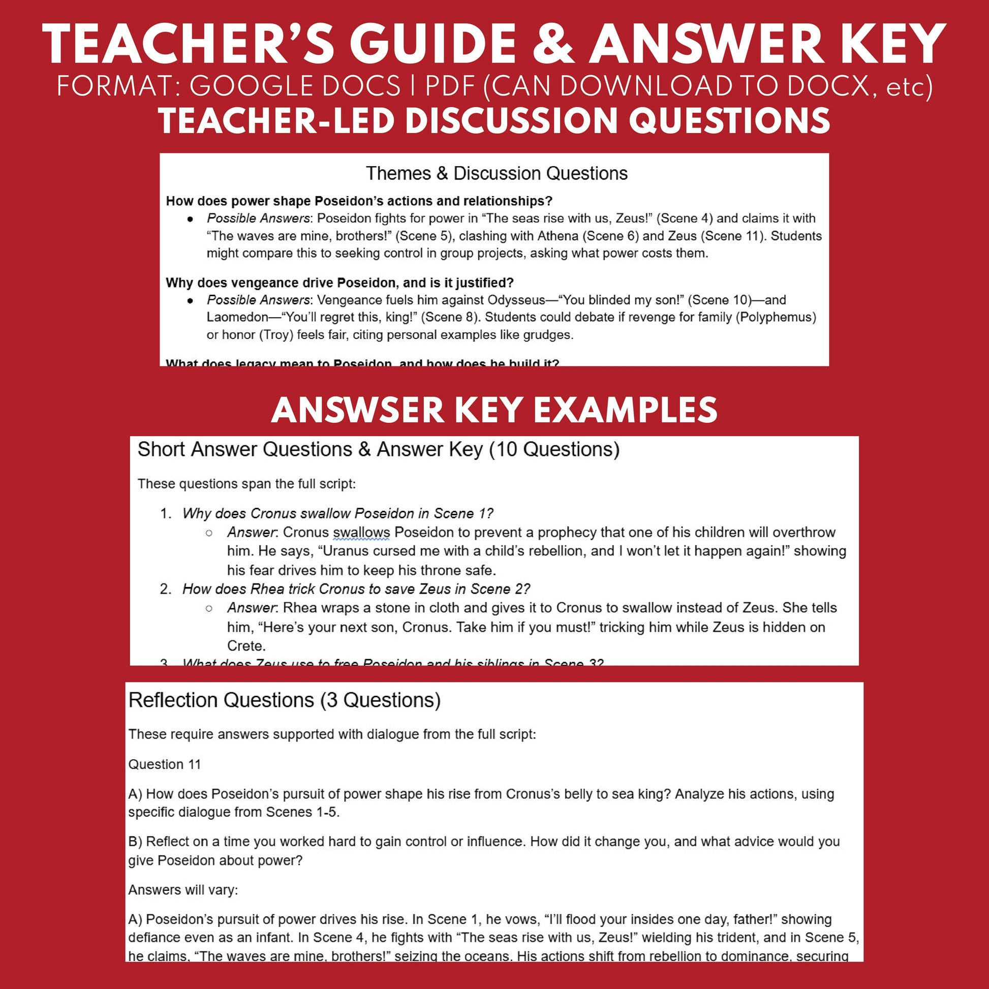 Poseidon Reader's Theater Script | The Olympians | Greek Mythology - ["Grades 6-8","Grades 9-12","Greek Mythology","Greek Mythology for Google Classroom"]