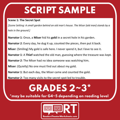 A Miser and His Gold | Reader's Theater Script | Aesop's Fable - ["Aesop's Fable","Grades 3-5","Small Groups"]
