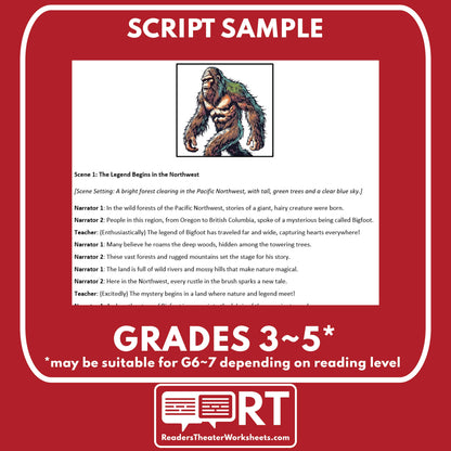 Bigfoot (Sasquatch) Readers Theater Script | American Legends & Folk Heroes - ["American Legends & Folk Heroes","Grades 3-5"]