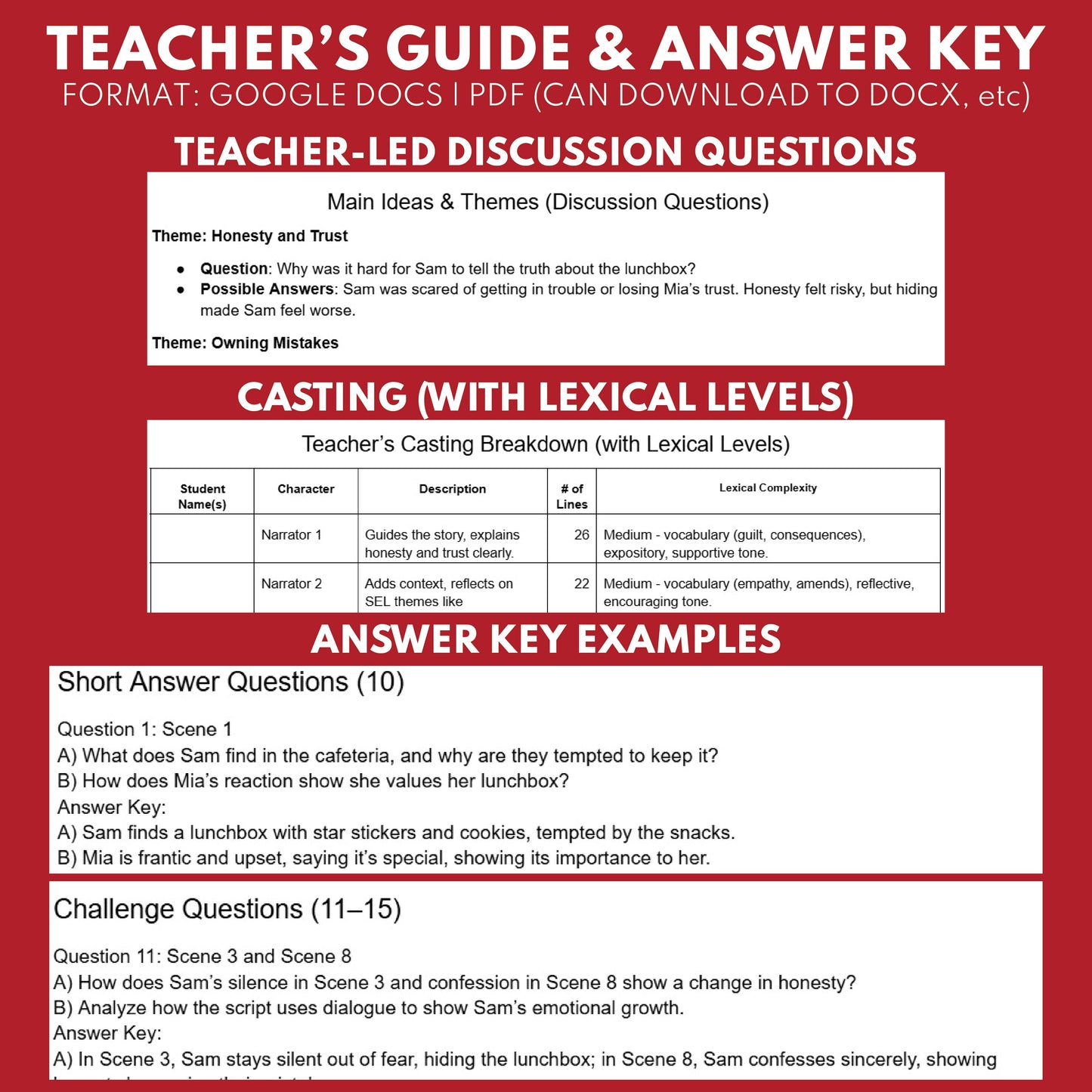 Trust & Honesty SEL Readers Theater Script for Grades 3-5 | CASEL | The Lost Lunch Box - ["Grades 3-5","Social Emotional Learning"]