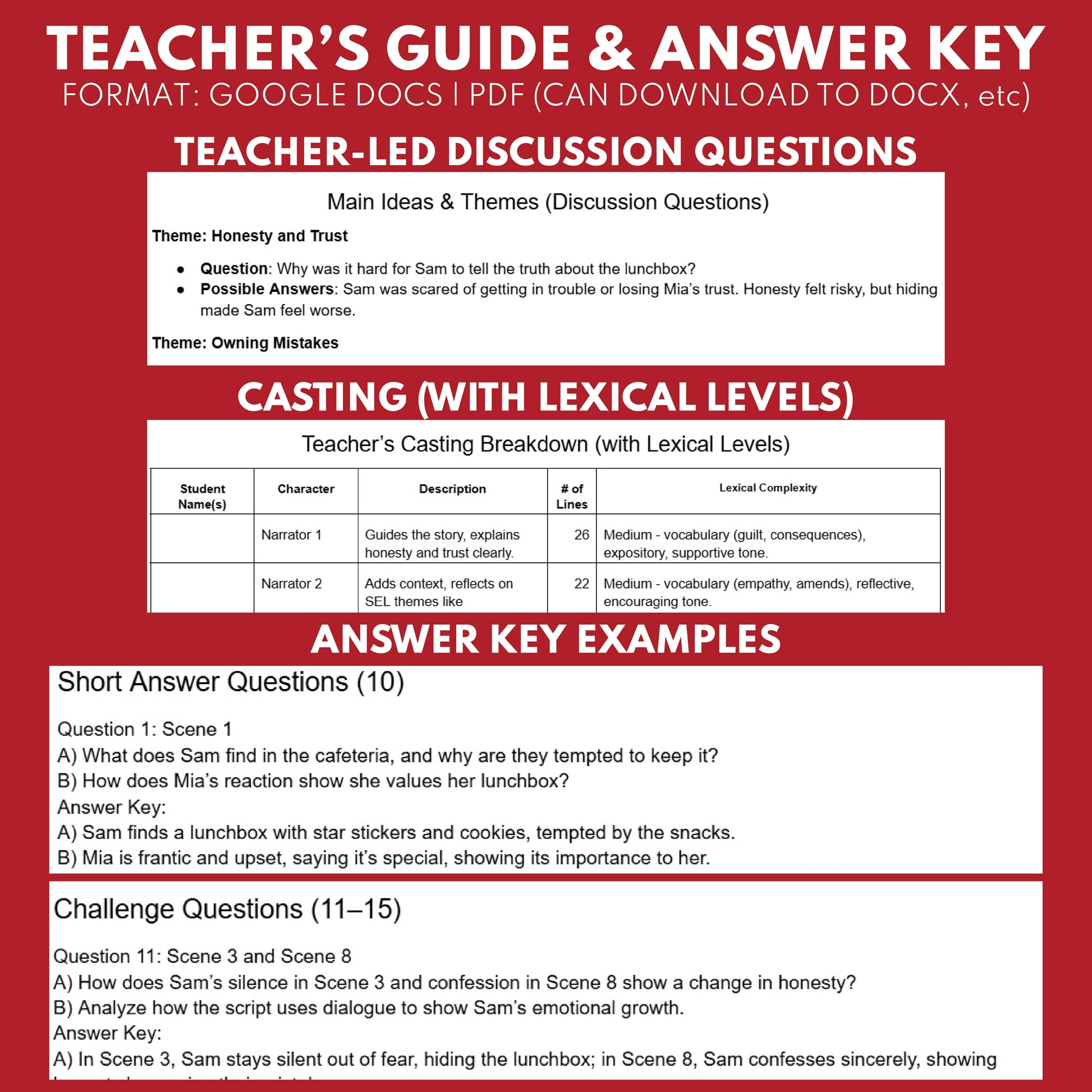 Trust & Honesty SEL Readers Theater Script for Grades 3-5 | CASEL | The Lost Lunch Box - ["Grades 3-5","Social Emotional Learning"]