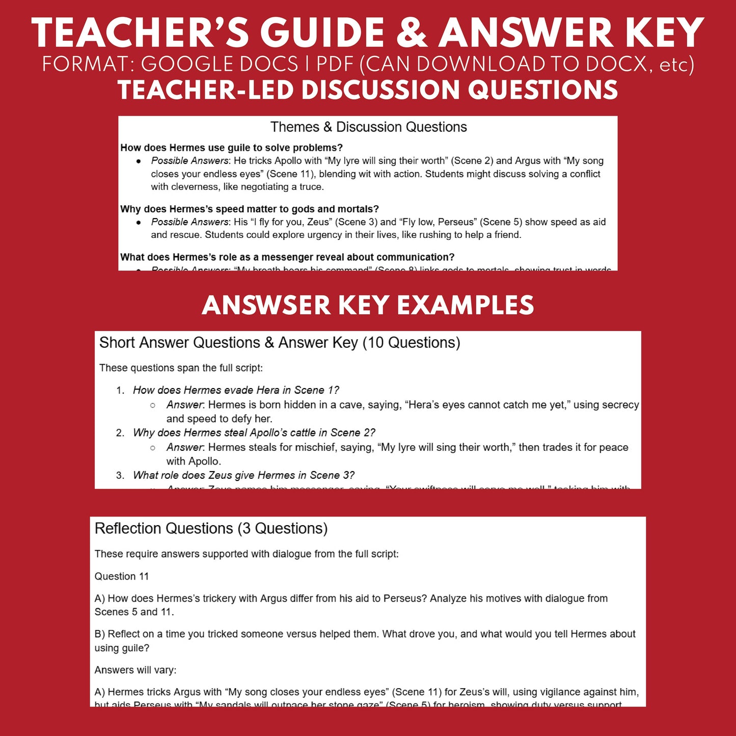Hermes Reader's Theater Script | The Olympians | Greek Mythology - ["Grades 6-8","Grades 9-12","Greek Mythology","Greek Mythology for Google Classroom"]