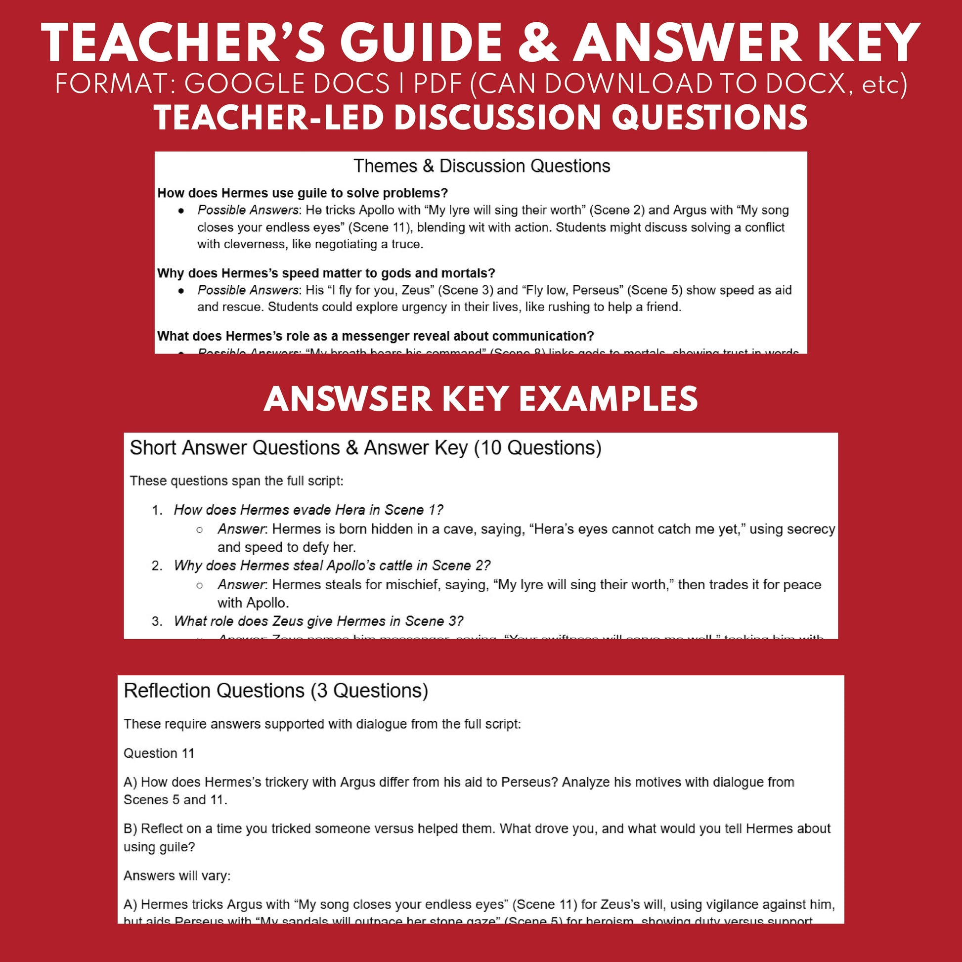 Hermes Reader's Theater Script | The Olympians | Greek Mythology - ["Grades 6-8","Grades 9-12","Greek Mythology","Greek Mythology for Google Classroom"]