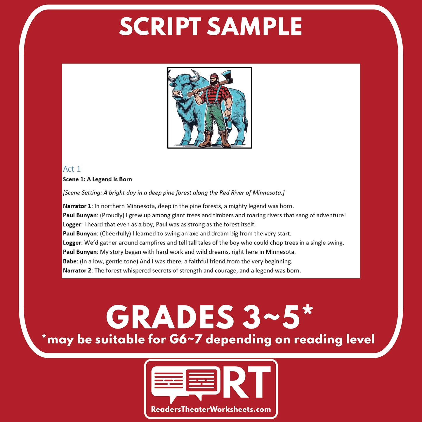 Paul Bunyan Readers Theater Script | American Legends & Folk Heroes - ["American Legends & Folk Heroes","Grades 3-5"]