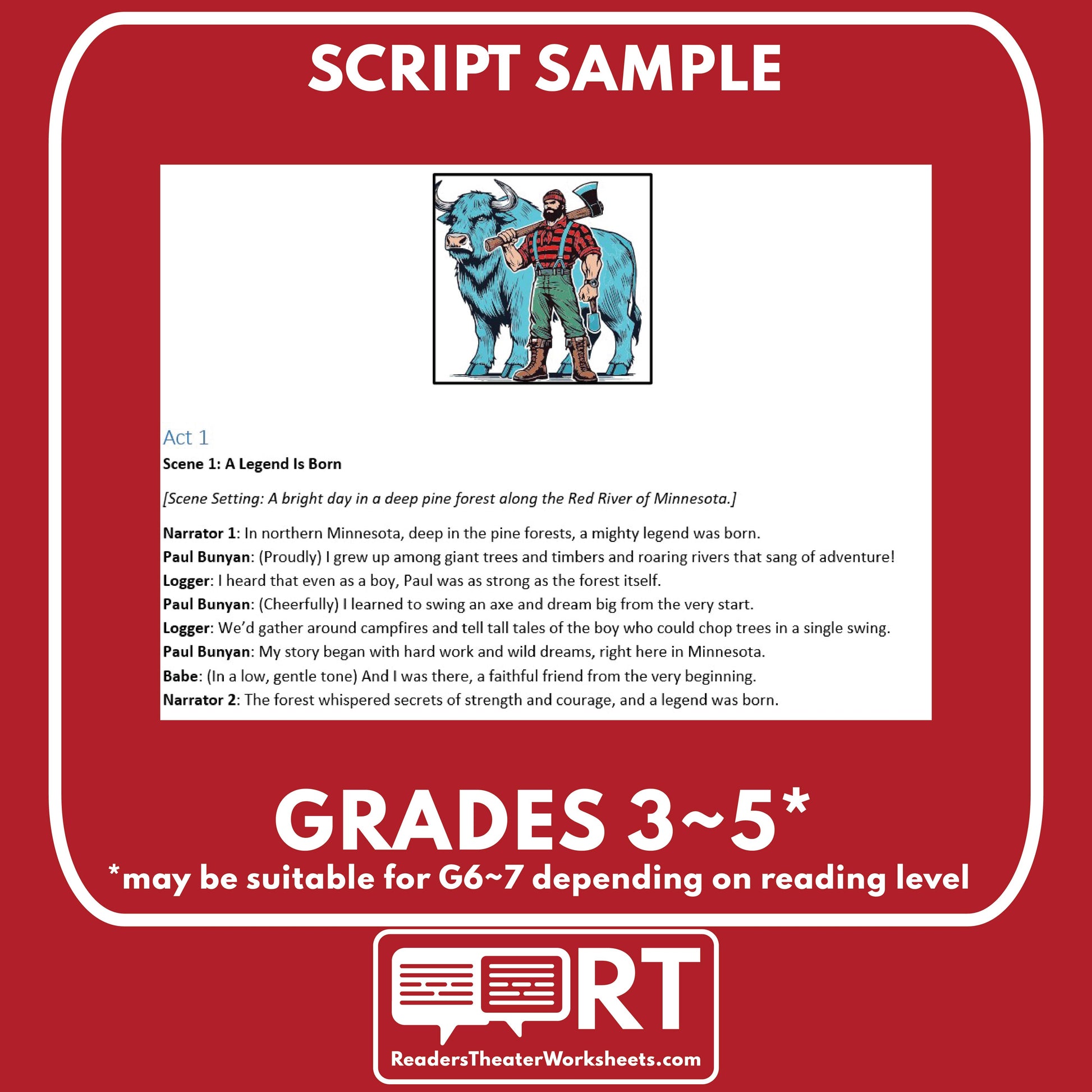 Paul Bunyan Readers Theater Script | American Legends & Folk Heroes - ["American Legends & Folk Heroes","Grades 3-5"]