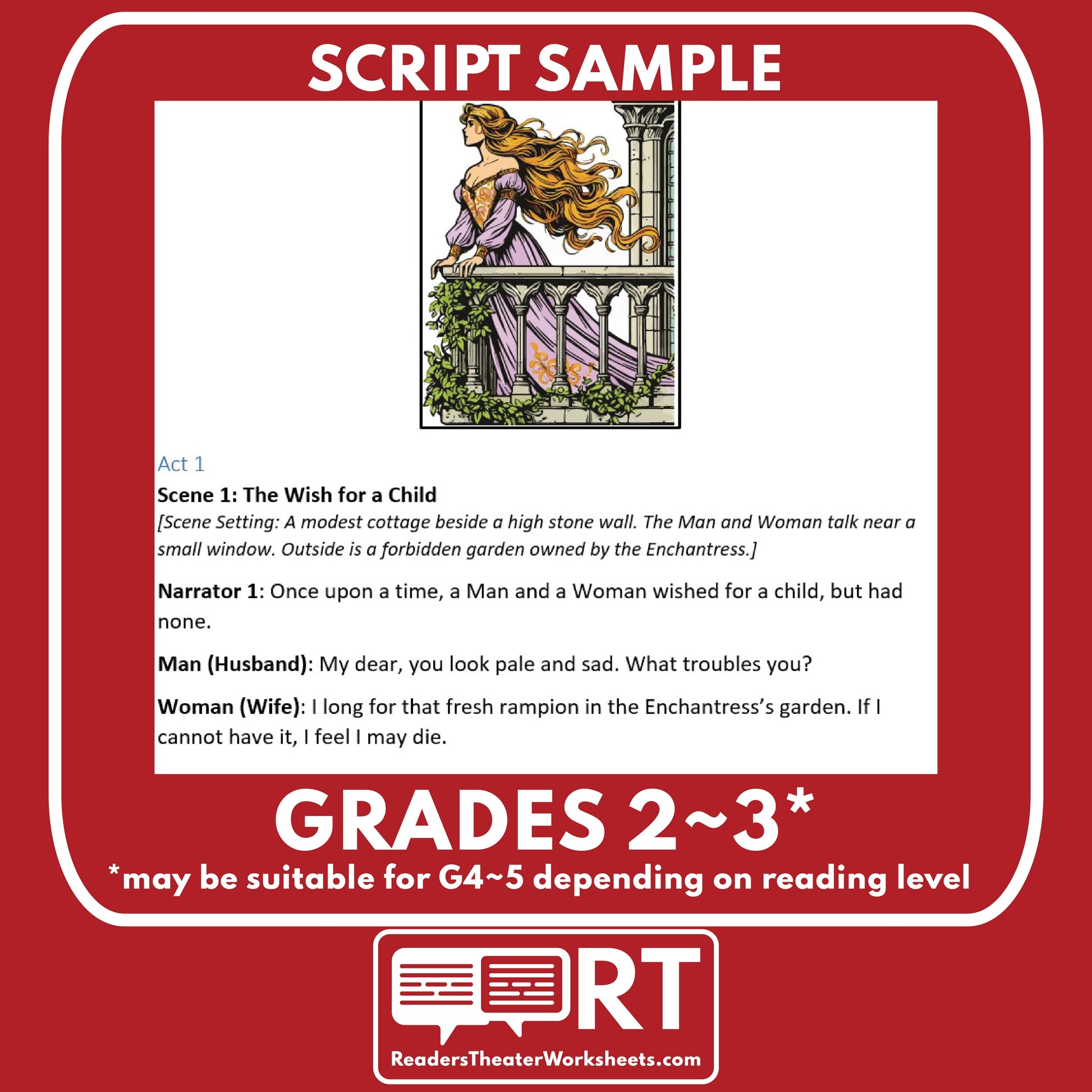 Rapunzel | Reader's Theater Script | Brothers Grimm | Fairy Tale - ["100% FREE","Brother Grimm Fairy Tale","Grades 3-5"]