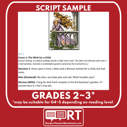 Rapunzel | Reader's Theater Script | Brothers Grimm | Fairy Tale - ["100% FREE","Brother Grimm Fairy Tale","Grades 3-5"]