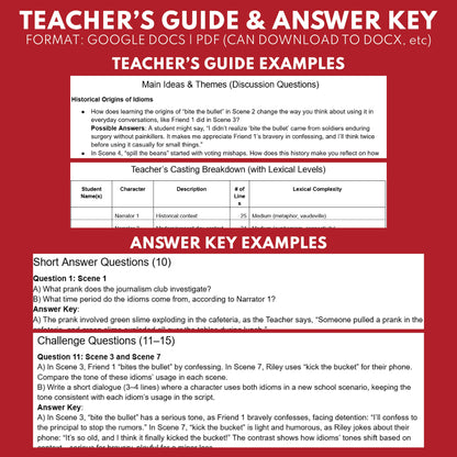 Free Modern Era Idioms Readers Theater Script | ELA - ["100% FREE","Grades 6-8","Grades 9-12","Idioms","Self-Graded Quiz"]
