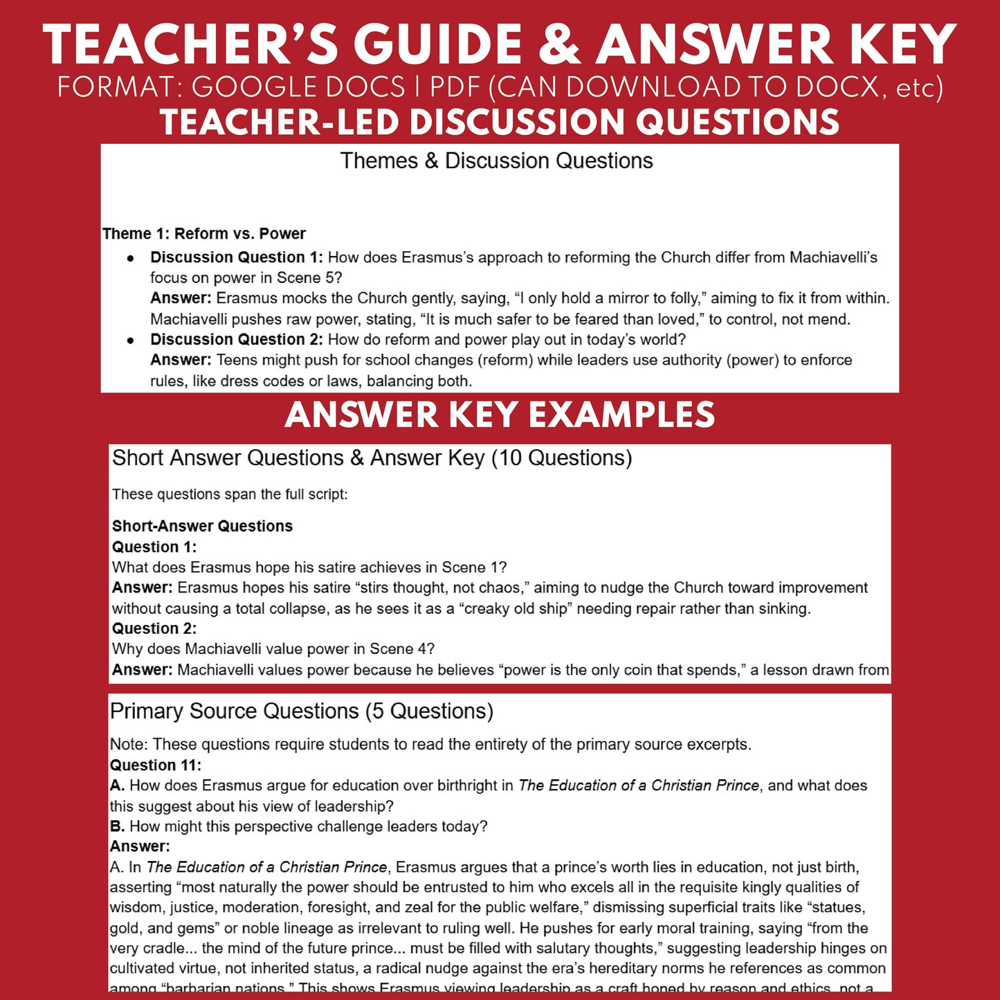 Erasmus and Machiavelli Readers Theater Script | Historical Renaissance Series - ["Grades 6-8","Grades 9-12","Historical Figures","Primary Source Incl."]