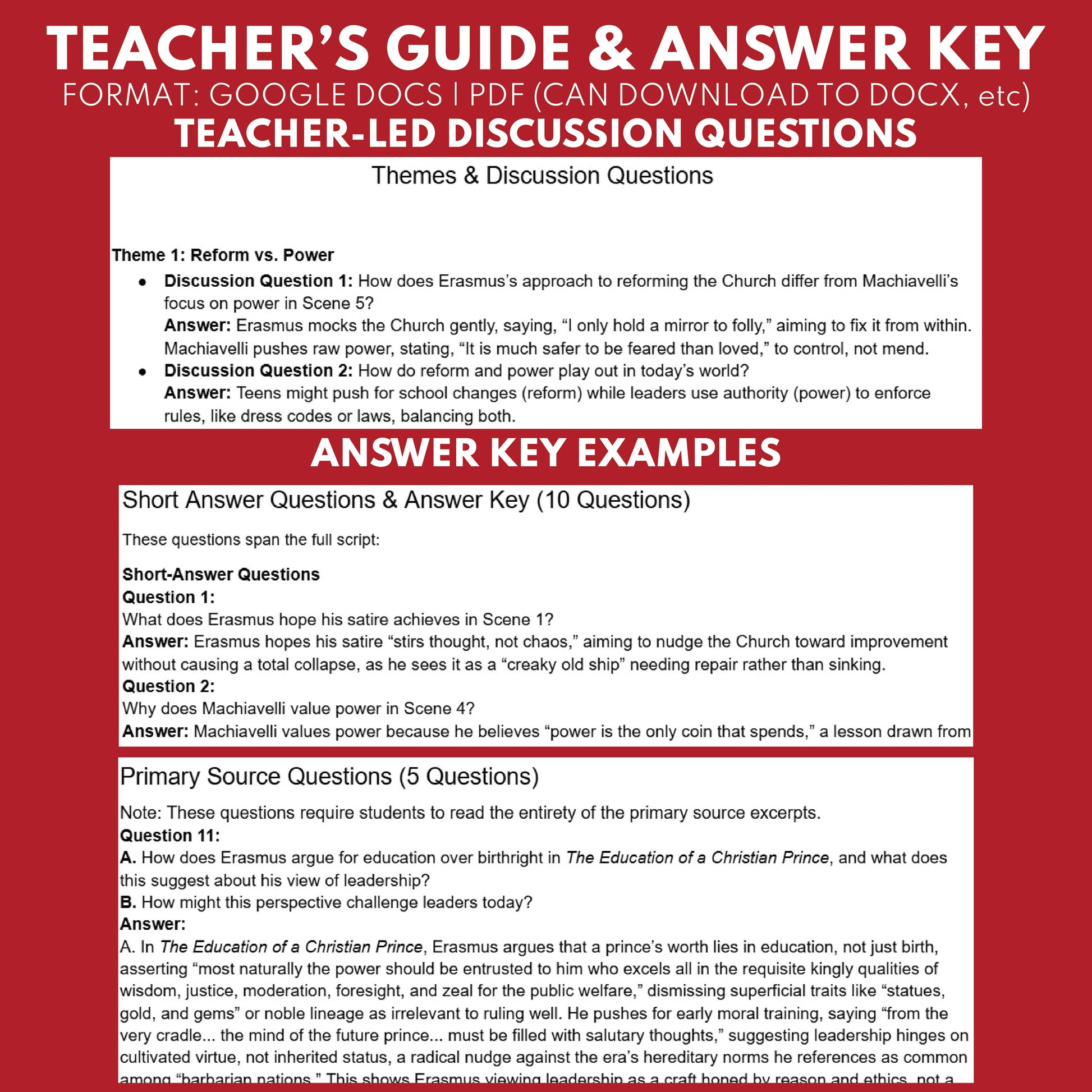 Erasmus and Machiavelli Readers Theater Script | Historical Renaissance Series - ["Grades 6-8","Grades 9-12","Historical Figures","Primary Source Incl."]
