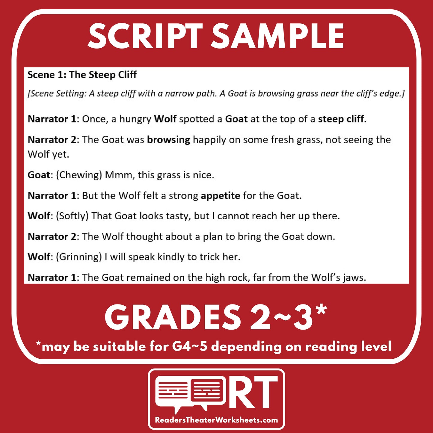 The Wolf and the Goat | Reader's Theater Script | Aesop's Fable