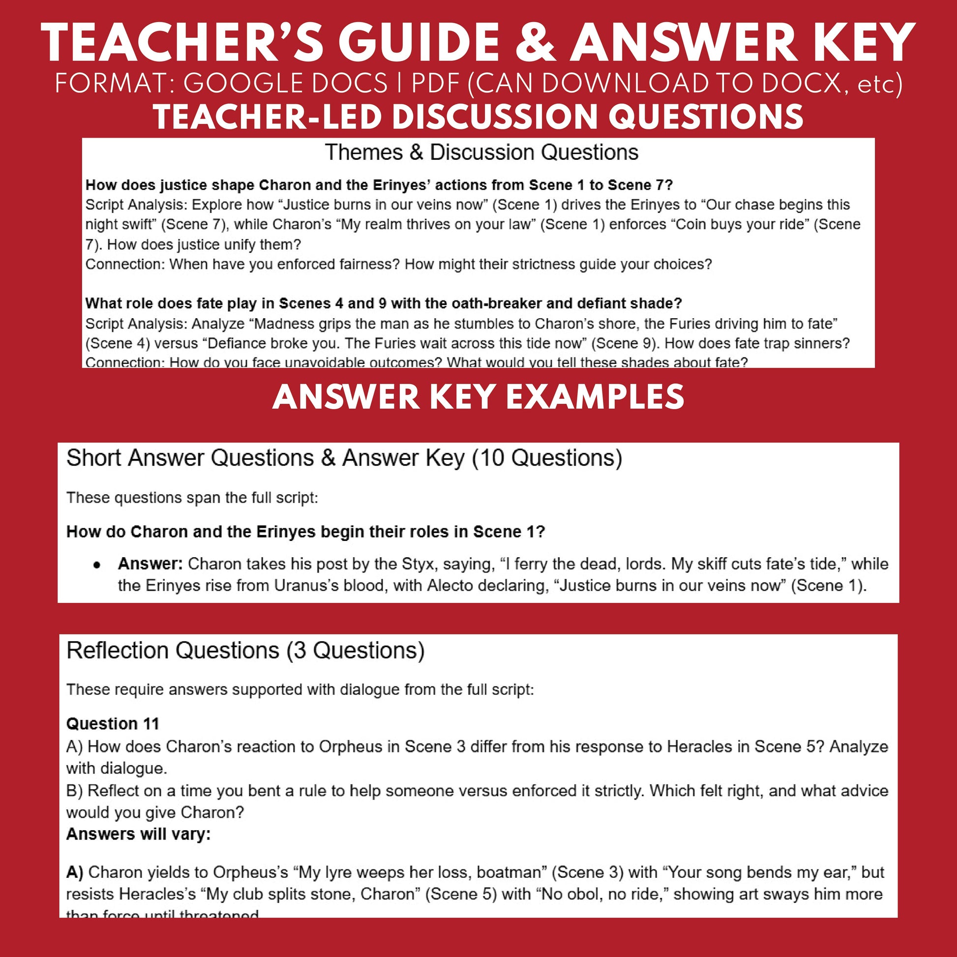 Charon & The Erinyes Reader's Theater Script | Chthonic Gods | Greek Mythology - ["Chthonic Gods","Grades 6-8","Grades 9-12","Greek Mythology","Greek Mythology for Google Classroom"]