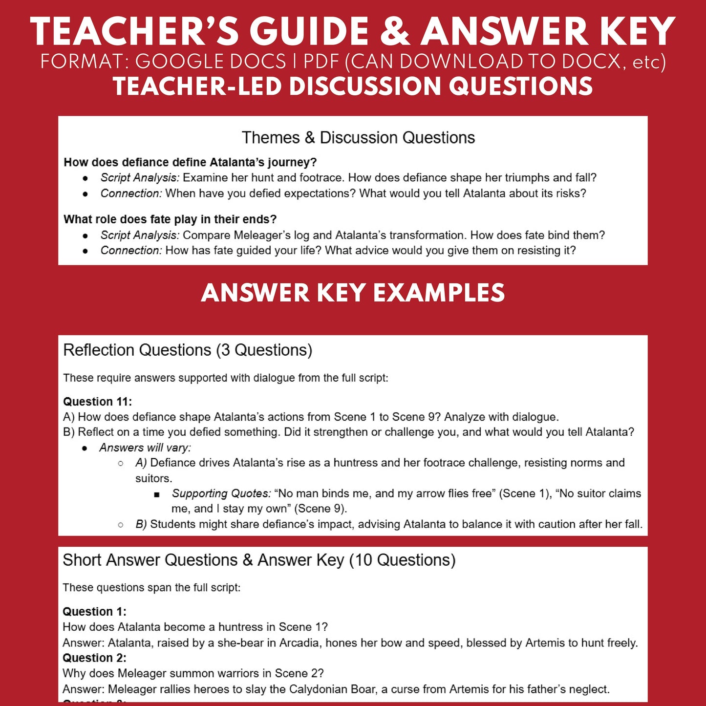 Atalanta & Meleager Reader's Theater Script | Greek Mythology Mortals - ["Grades 6-8","Grades 9-12","Greek Mortals","Greek Mythology","Greek Mythology for Google Classroom"]