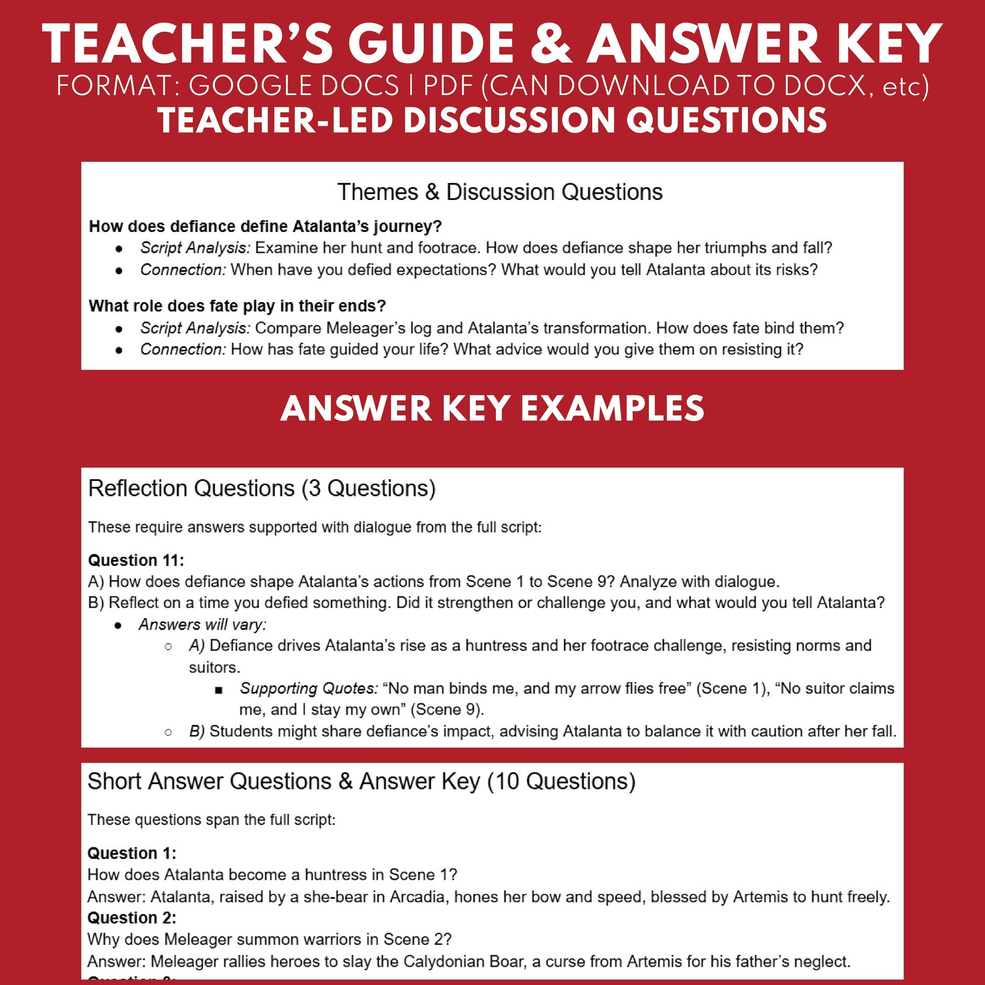 Atalanta & Meleager Reader's Theater Script | Greek Mythology Mortals - ["Grades 6-8","Grades 9-12","Greek Mortals","Greek Mythology","Greek Mythology for Google Classroom"]