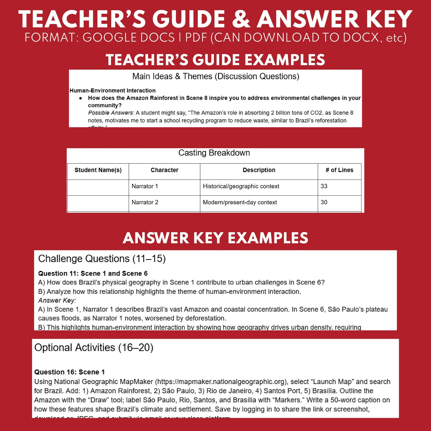 Brazil Readers Theater Script | Geography & Social Studies Class - ["Geography","Grades 6-8","Grades 9-12","Self-Graded Quiz"]