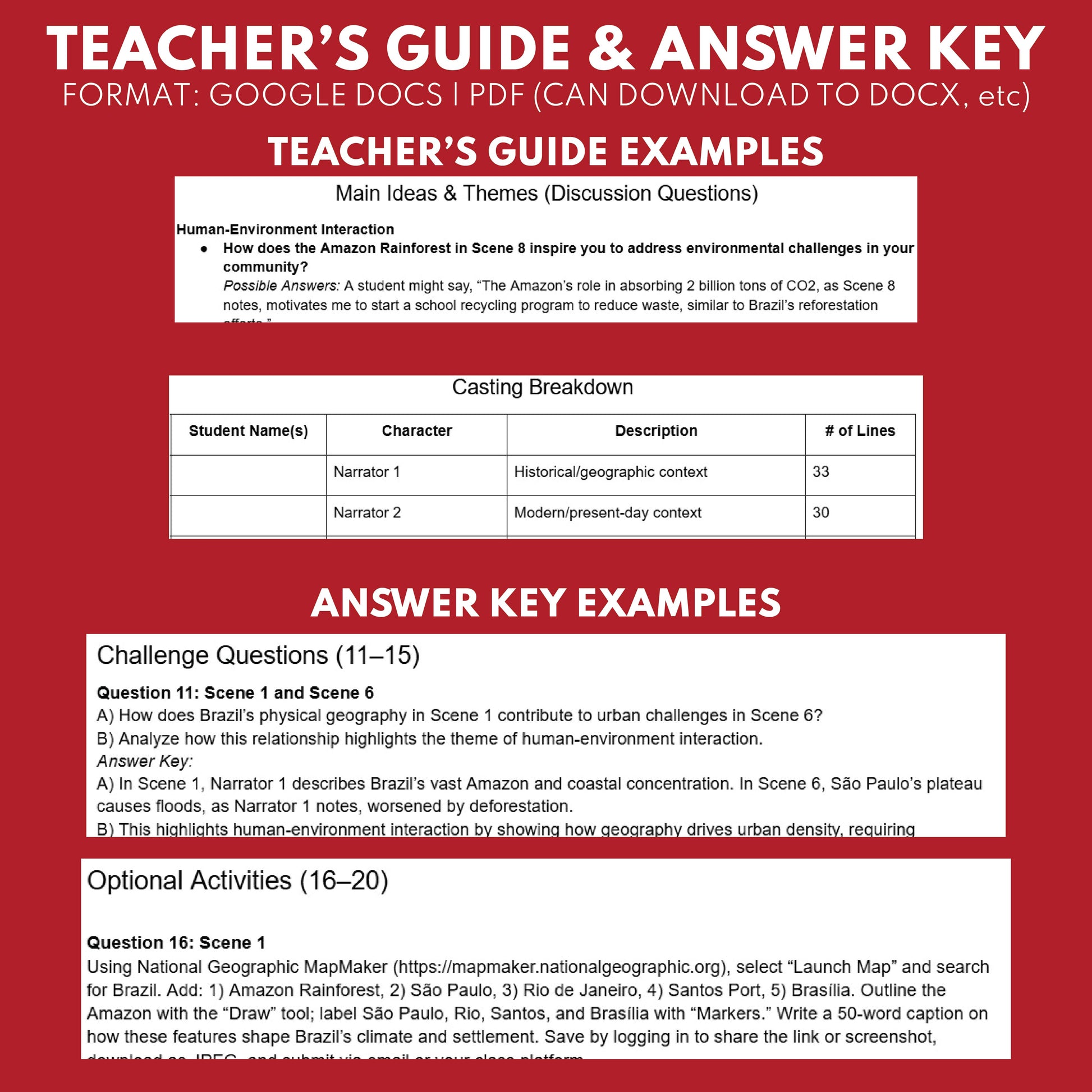 Brazil Readers Theater Script | Geography & Social Studies Class - ["Geography","Grades 6-8","Grades 9-12","Self-Graded Quiz"]