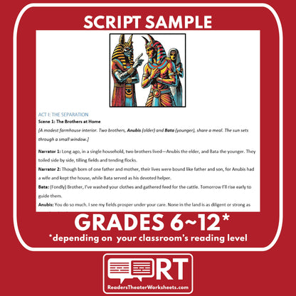 The Tale of Two Brothers (Anubis & Bata) | Reader’s Theater Script | Egyptian Mythology - ["Egyptian Mythology","Grades 6-8","Grades 9-12"]