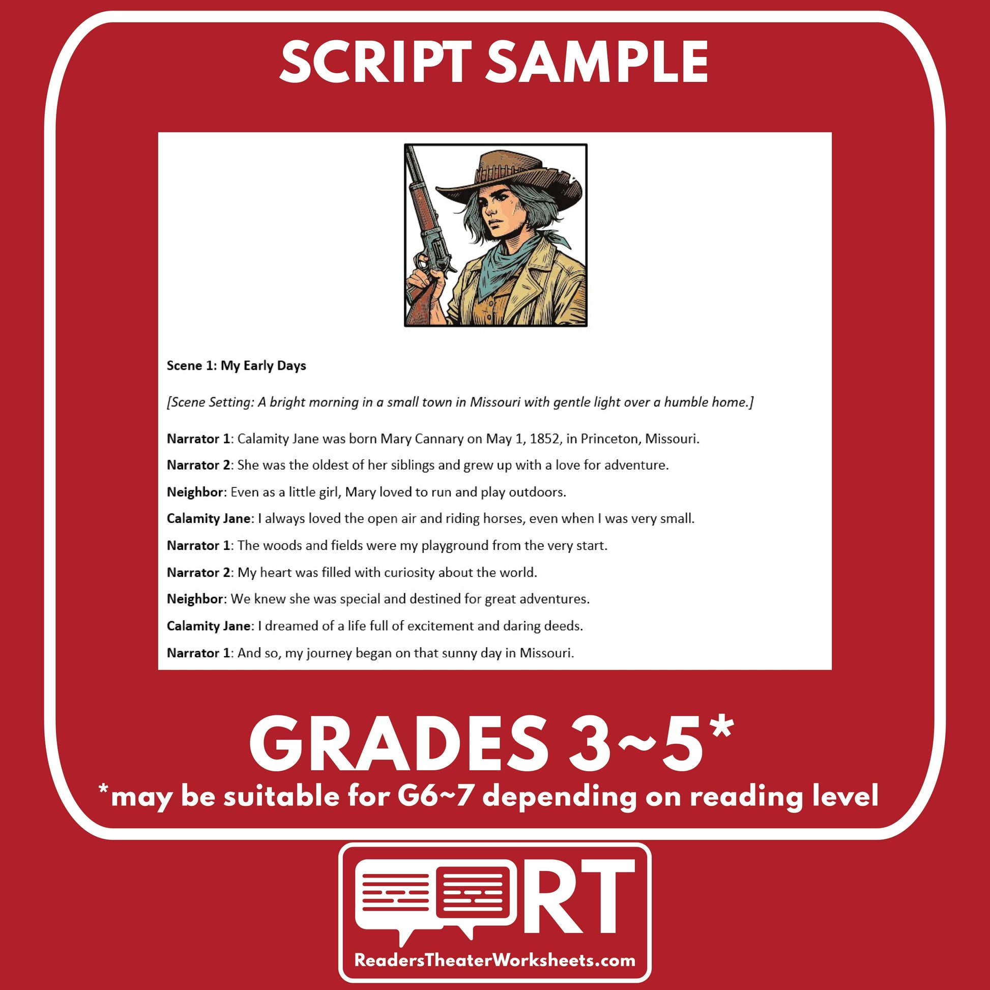 Calamity Jane Readers Theater Script | American Tall Tales - ["American Tall Tale","Grades 3-5"]