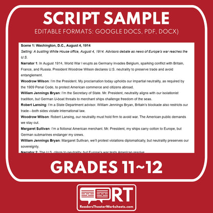 Lusitania & Neutrality Debate – Free Readers Theater Script (Grades 11-12) - ["100% FREE","Grades 9-12","U.S. History - WWI"]