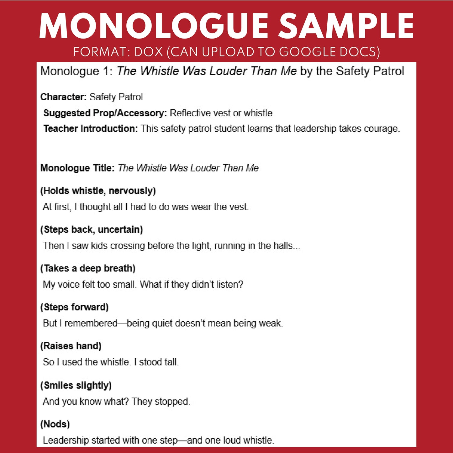 10 Short Leaders in Training Monologue Scripts for Grades 3 to 5 - ["Grades 3-5","Monologue"]
