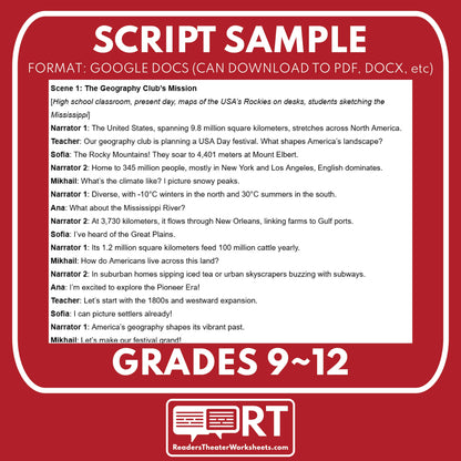 United States Readers Theater Script | Geography & Social Studies Class - ["Geography","Grades 6-8","Grades 9-12","Self-Graded Quiz"]