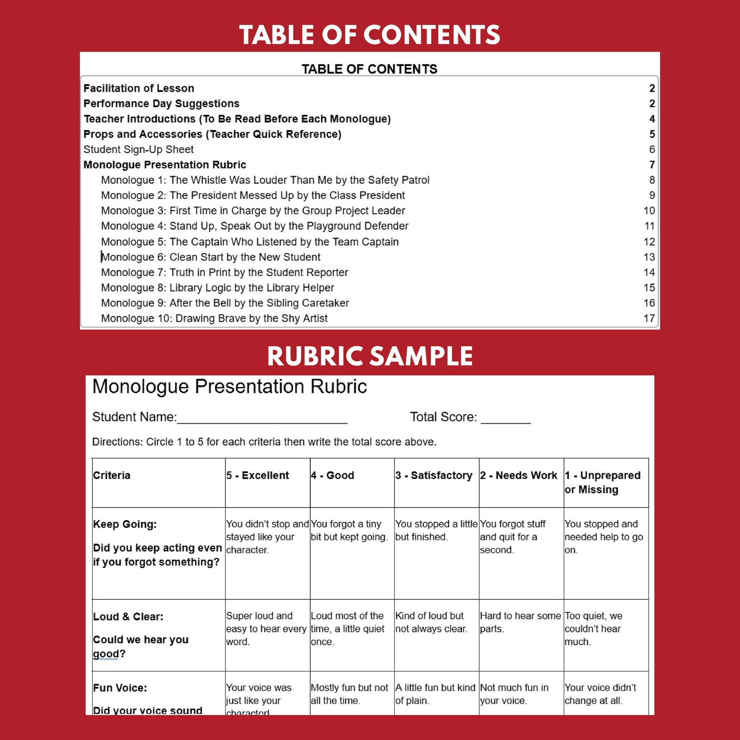 10 Short Leaders in Training Monologue Scripts for Grades 3 to 5 - ["Grades 3-5","Monologue"]