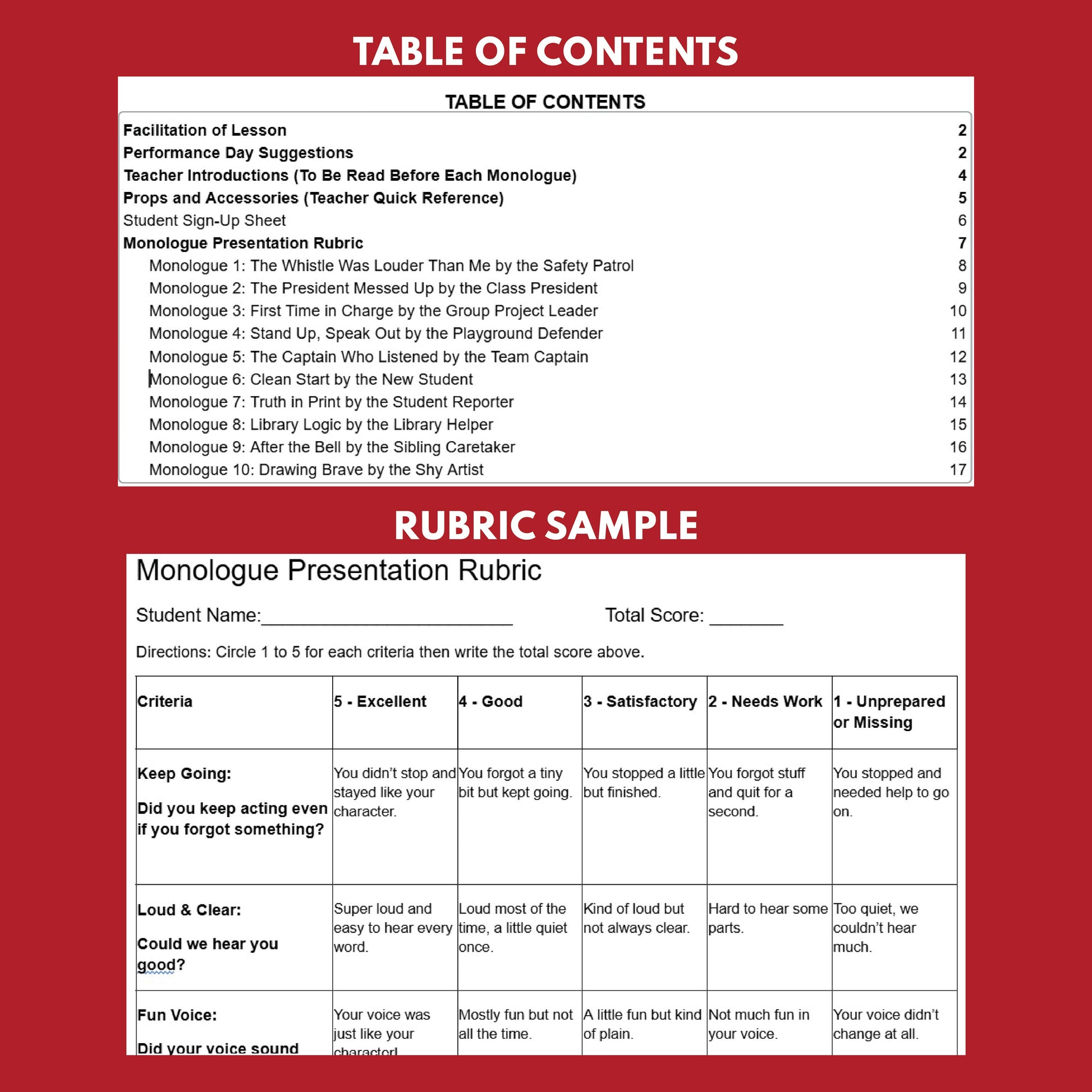 10 Short Leaders in Training Monologue Scripts for Grades 3 to 5 - ["Grades 3-5","Monologue"]