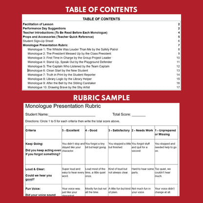 10 Short Leaders in Training Monologue Scripts for Grades 3 to 5 - ["Grades 3-5","Monologue"]
