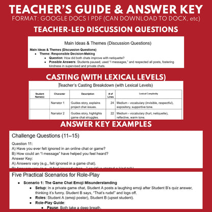 Online Netiquette Readers Theater Script for Grades 3-5 | CASEL - ["Grades 3-5","Social Emotional Learning"]