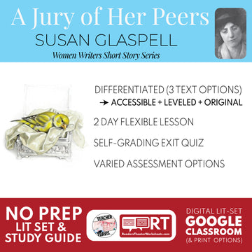 A Jury of Her Peers Differentiated Study Guide & Analysis Questions | No Prep | Susan Glaspell
