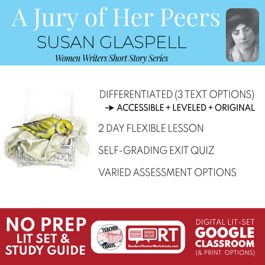 A Jury of Her Peers Differentiated Study Guide & Analysis Questions | No Prep | Susan Glaspell