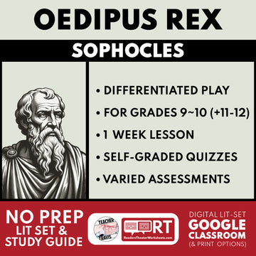 Oedipus Rex Differentiated Study Guide & Analysis for Grades 9~12 | No Prep Plays | Sophocles