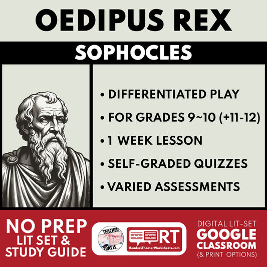 Oedipus Rex Differentiated Study Guide & Analysis for Grades 9~12 | No Prep Plays | Sophocles cover image