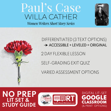Paul’s Case Differentiated Study Guide & Analysis Questions | No Prep | Willa Cather