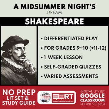 A Midsummer Night’s Dream Differentiated Study Guide & Analysis for Grades 9~12 | No Prep Plays | Shakespeare
