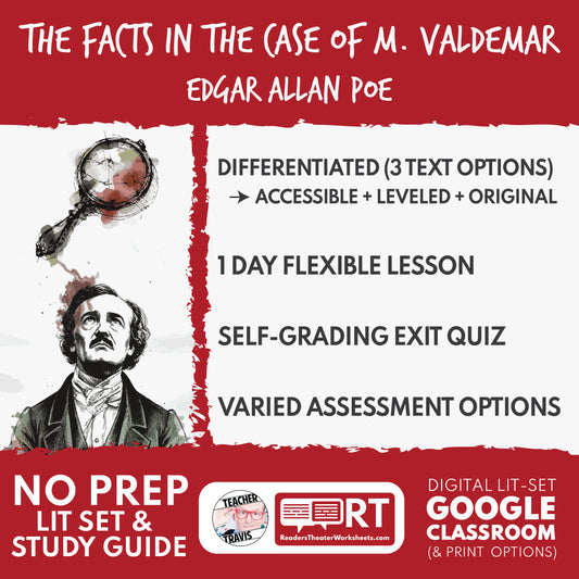The Facts in the Case of M. Valdemar Differentiated Study Guide & Analysis Questions | No Prep | Edgar Allan Poe cover image