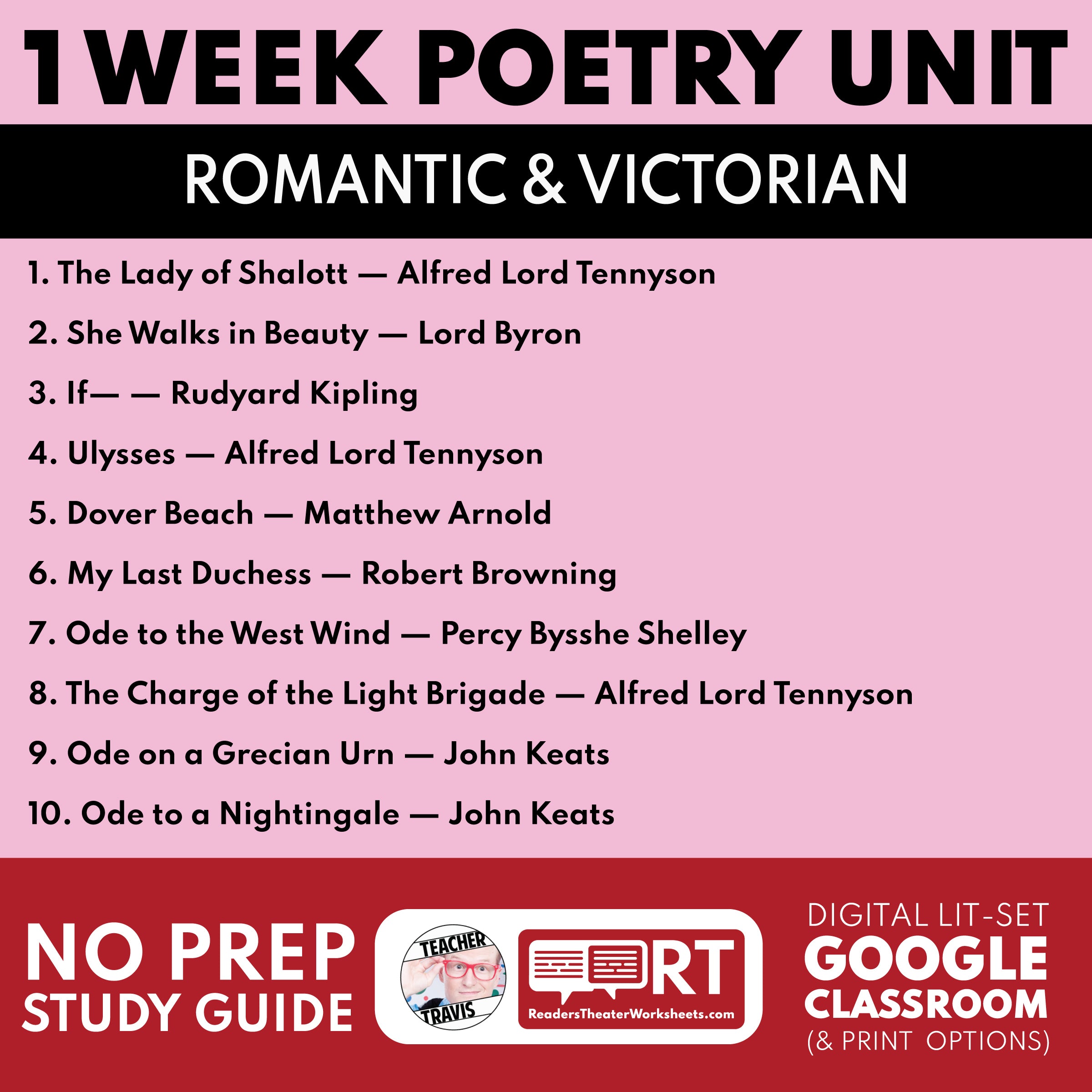 Romantic & Victorian Poetry Mini Unit | Differentiated Study Guide & A ...