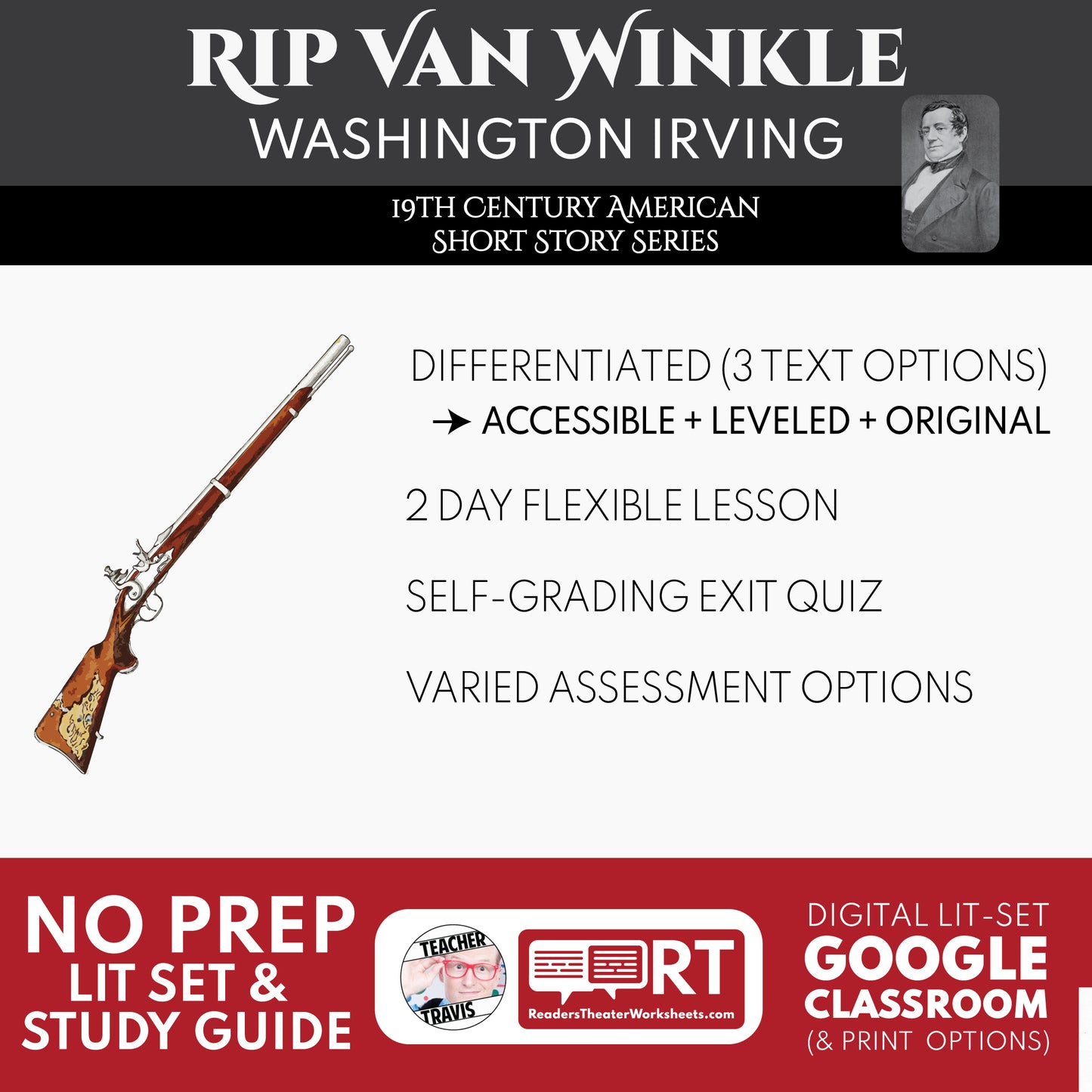 Rip Van Winkle Differentiated Study Guide | Washington Irving | CCSS Aligned cover image