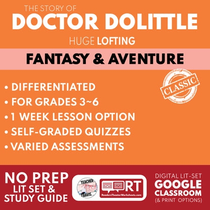 The Story of Doctor Dolittle by Hugh Lofting Differentiated Study Guide Lit Set for Grades 3 to 5