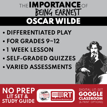 The Importance of Being Earnest Differentiated Study Guide & Analysis | No Prep Plays | Wilde