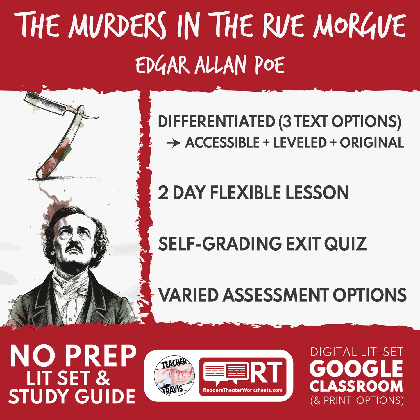 The Murders in the Rue Morgue Differentiated Study Guide & Analysis Questions | No Prep | Edgar Allan Poe