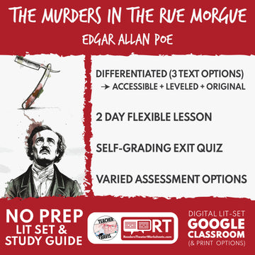 The Murders in the Rue Morgue Differentiated Study Guide & Analysis Questions | No Prep | Edgar Allan Poe
