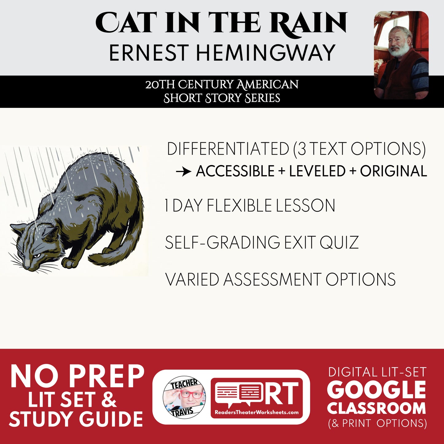 Cat in the Rain Differentiated Short Story Analysis for ELA Students | Ernest Hemingway cover image