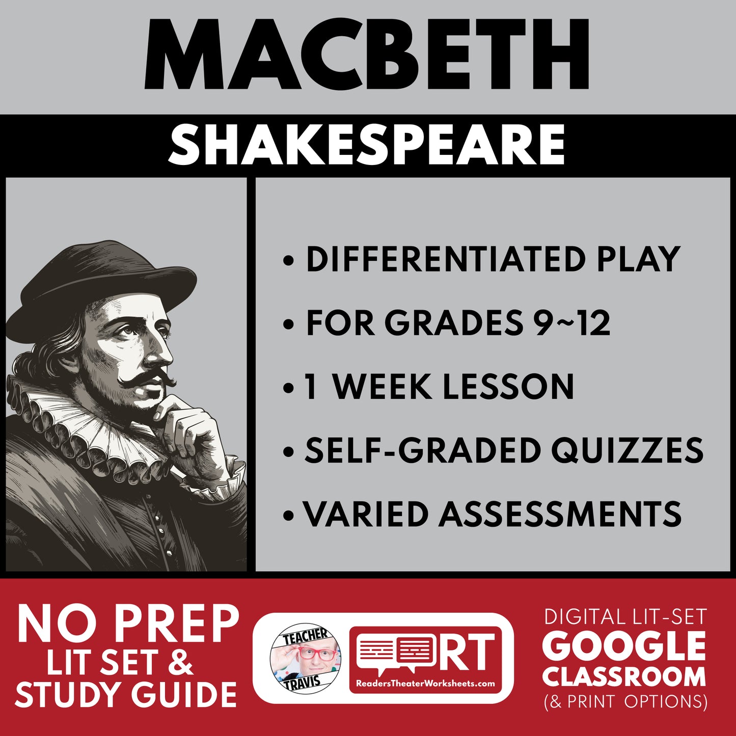 Macbeth Differentiated Study Guide & Analysis | No Prep Plays | Shakespeare cover image