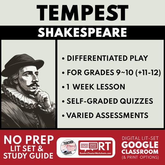 The Tempest Differentiated Study Guide & Analysis for Grades 9~12 | No Prep Plays | Shakespeare cover image