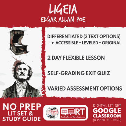 Ligeia Differentiated Study Guide & Analysis Questions | No Prep | Edgar Allan Poe